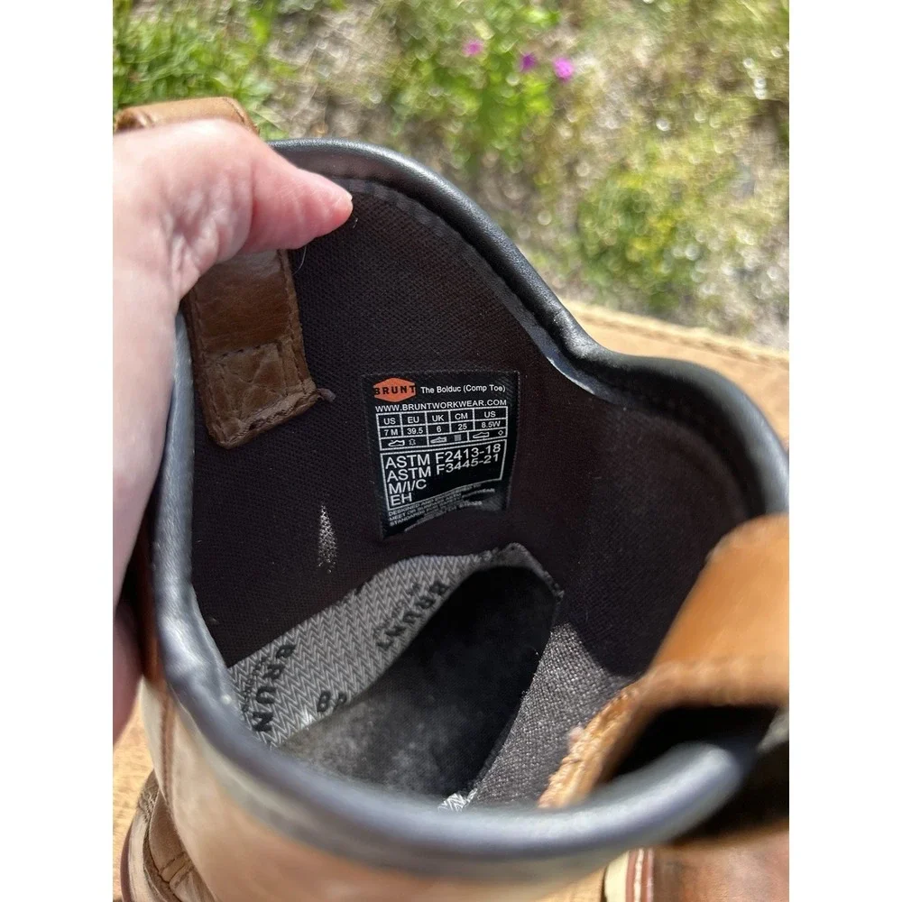 Brunt The Bolduc Comp Toe Pull On Work Boots Brown Leather Men's 7